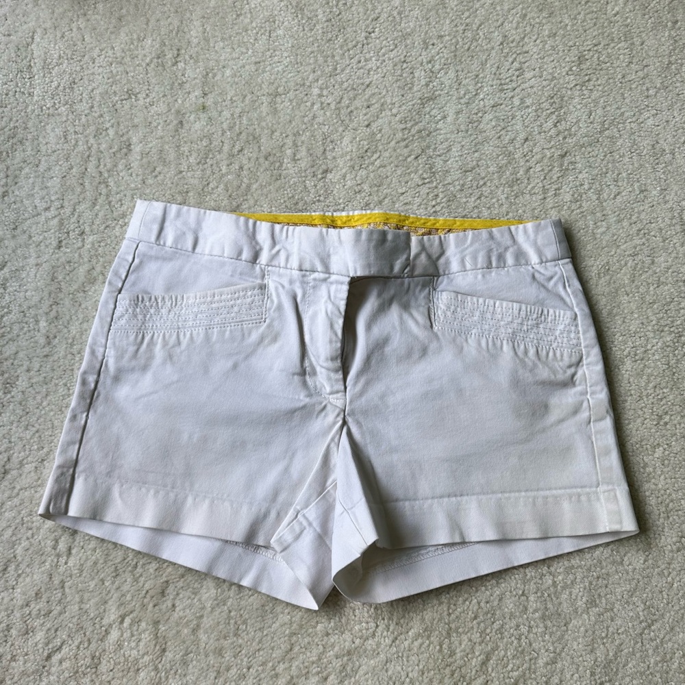 J. Crew White Shorts with Yellow Accent